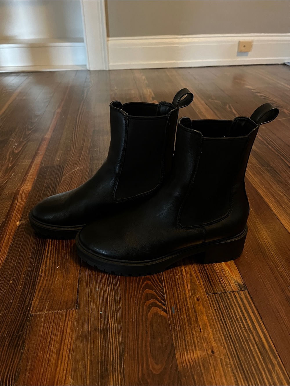 Women's Black Chelsea Booties with Pull Tab